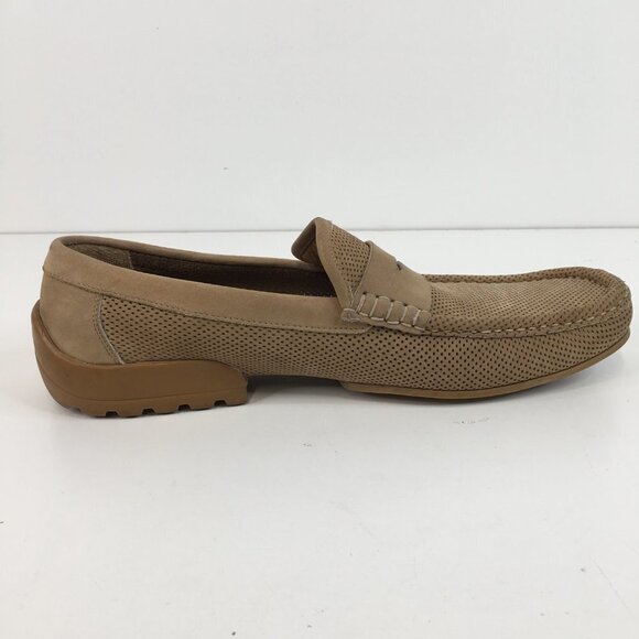Bruno Magli Carlos Tan Perforated Suede Penny Loafers Size 8M main image 8